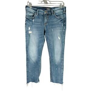 Silver Jeans Womens 28x25 Blue Sam Distressed Stretch Raw Hem‎